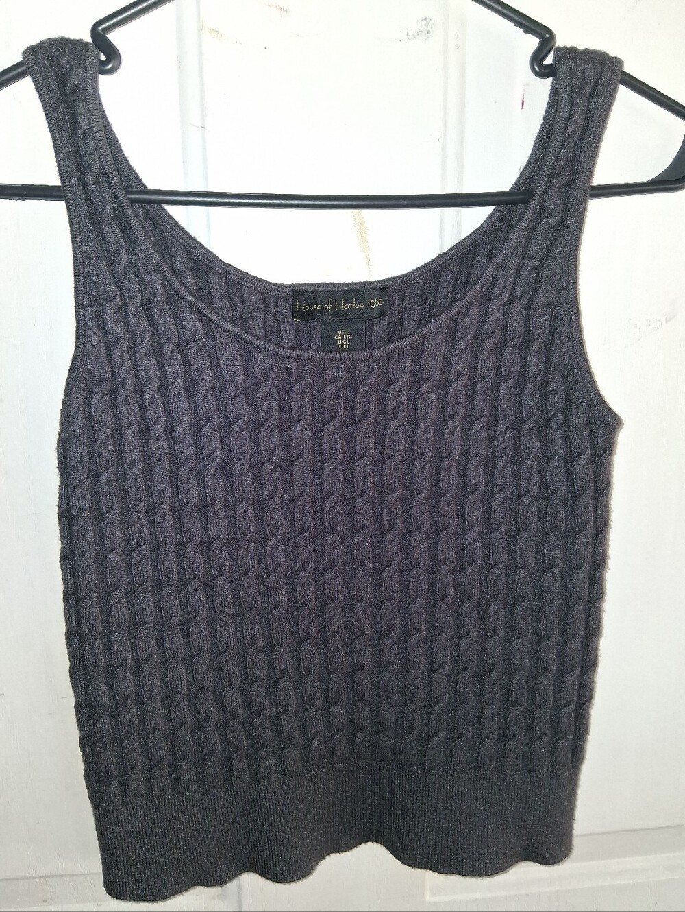 House of Harlow 1960 Charcoal Cable Knit Scoop Tank Size Large